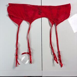 Glitter Red Lace Mesh Garter Belt Lingerie Plus Size 3X